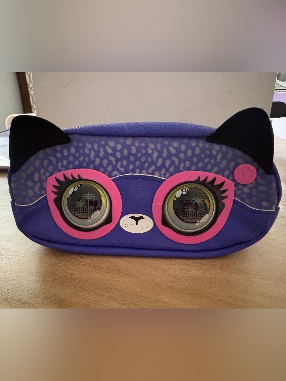 Kids Purse Pet Savannah Cat Face Fanny pack - Purple and Pink - EUC